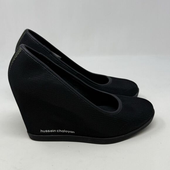 Puma Hussein Chalayan Hakkoda Wedge Heels Womens 9 Black Lime Green Mesh - Picture 1 of 15